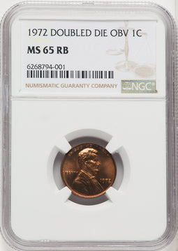 1972 1C Doubled Die Obverse RB Lincoln Cent NGC MS65
