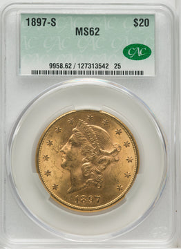 1897-S $20 Liberty Double Eagle CACG MS62