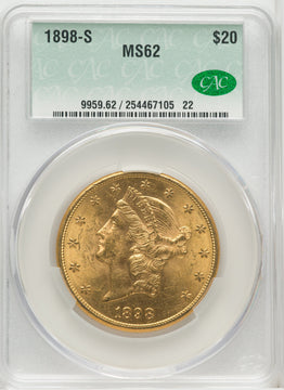 1898-S $20 Liberty Double Eagle CACG MS62
