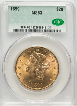 1899 $20 Liberty Double Eagle CACG MS63