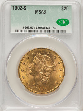 1902-S $20 Liberty Double Eagle CACG MS62