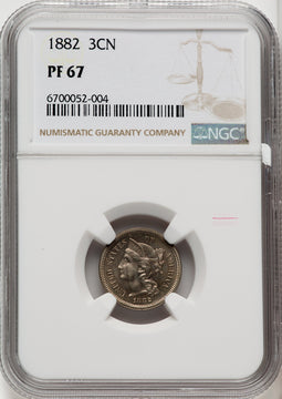 1882 3CN Proof Three Cent Nickel NGC PR67