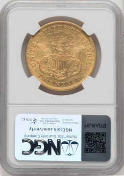 1866 $20 Liberty Double Eagle NGC AU53