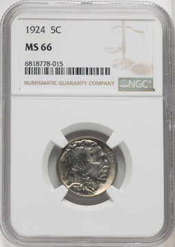 1924 5C Buffalo Nickel NGC MS66