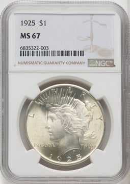 1925 $1 Peace Dollar NGC MS67 (765816015)