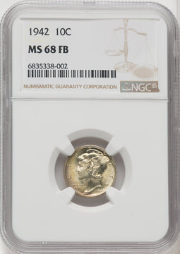 1942 10C FB Mercury Dime NGC MS68 (767222002)