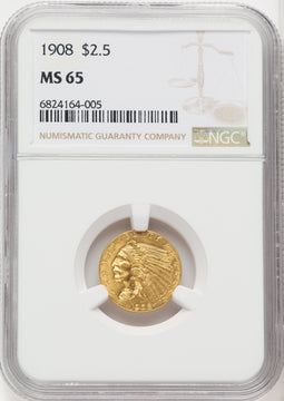 1908 $2.50 Indian Quarter Eagle NGC MS65