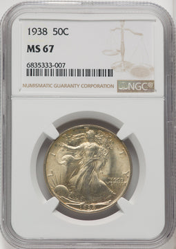 1938 50C Walking Liberty Half Dollar NGC MS67
