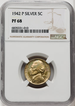 1942-P 5C TYPE 2 Proof Jefferson Nickel NGC PR68 (766550014)