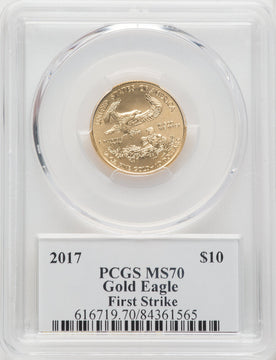 2017 $10 Quarter-Ounce Gold Eagle First Strike St. Gaudens Signature PCGS MS70