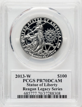 2013-W $100 One-Ounce Platinum Eagle Statue of Liberty Michael Reagan PCGS PR70