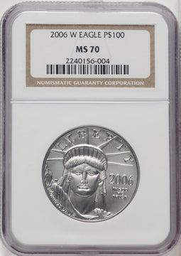 2006-W $100 One-Ounce Platinum Eagle Burnished Brown Label NGC MS70