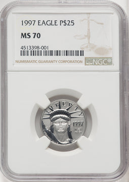 1997 $25 Quarter-Ounce Platinum Eagle Brown Label NGC MS70