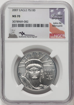 2007 $100 One-Ounce Platinum NGC MS70