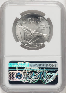 2018 $100 One-Ounce Platinum Eagle Statue of Liberty Brown Label NGC MS70