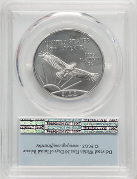 2019 $100 One-Ounce Platinum Eagle Statue of Liberty First Strike FS Flag PCGS MS70