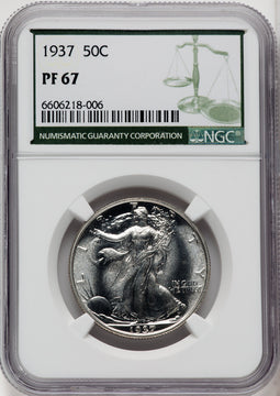 1937 50C Green Label Proof Walking Liberty Half Dollar NGC PR67