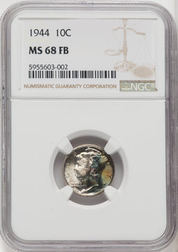 1944 10C FB Mercury Dime NGC MS68
