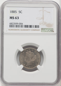 1885 5C Liberty Nickel NGC MS63