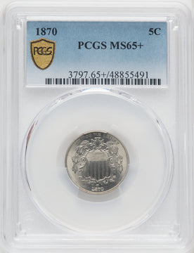 1870 5C Shield Nickel PCGS MS65+