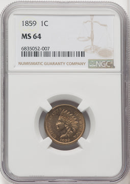 1859 1C Indian Cent NGC MS64 (504541006)