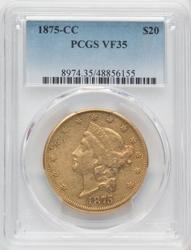 1875-CC $20 Liberty Double Eagle PCGS VF35