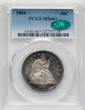 1884 50C CAC Seated Half Dollar PCGS MS66+
