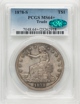 1878-S T$1 CAC Trade Dollar PCGS MS64+