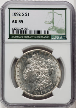 1892-S $1 Green Label Morgan Dollar NGC AU55