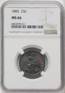 1885 25C Seated Quarter NGC MS66