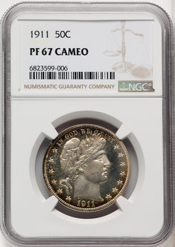 1911 50C CA Proof Barber Half Dollar NGC PR67