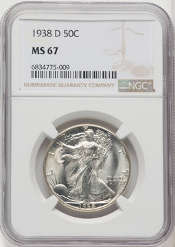 1938-D 50C Walking Liberty Half Dollar NGC MS67