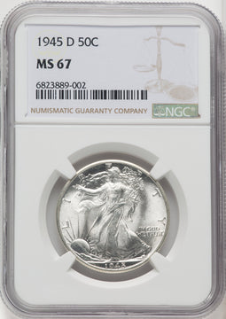 1945-D 50C Walking Liberty Half Dollar NGC MS67 (764210001)