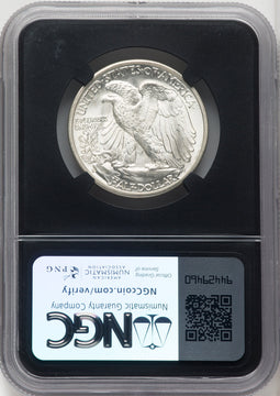 1943-D 50C Mike Castle Blk Core Franklin Series Walking Liberty Half Dollar NGC MS67
