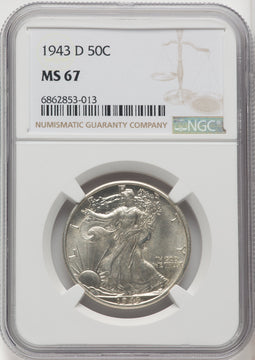 1943-D 50C Walking Liberty Half Dollar NGC MS67 (765523006)