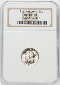 1916 10C Mercury FB Mercury Dime NGC MS68