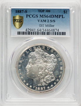 1887-S/S $1 VAM 2 DM Morgan Dollar PCGS MS64