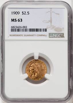 1909 $2.50 Indian Quarter Eagle NGC MS63