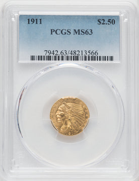 1911 $2.50 Indian Quarter Eagle PCGS MS63