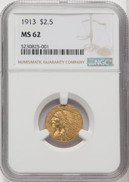 1913 $2.50 Indian Quarter Eagle NGC MS62 (766680051)