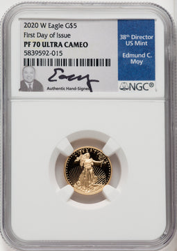 2020-W Gold American Eagle 4-Coin Set NGC PF70 Ed Moy Signed