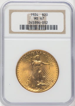 1924 $20 Saint Saint-Gaudens Double Eagle NGC MS67 (765553002)