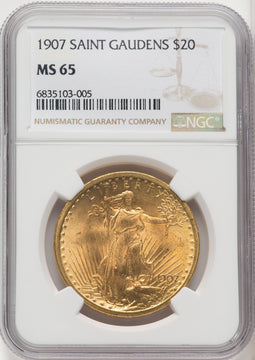 1907 $20 Saint Saint-Gaudens Double Eagle NGC MS65 (760271029)