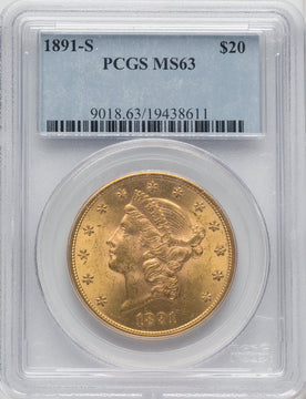 1891-S $20 Liberty Double Eagle PCGS MS63 (767505004)