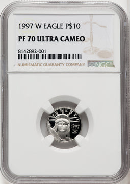 1997-W $10 Tenth-Ounce Platinum Brown Label NGC PF70 (766184002)