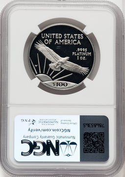 1997-W $100 One-Ounce Platinum Eagle Statue of Liberty Brown Label NGC PF70