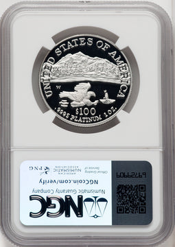 2002-W $100 One-Ounce Platinum Eagle Statue of Liberty Brown Label NGC PF70
