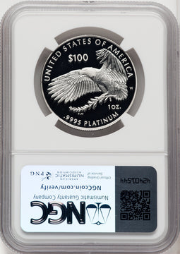 2021-W $100 One-Ounce Platinum Eagle Freedom of Religion Brown Label NGC PF70