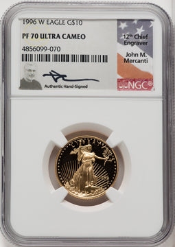 1996-W $10 Quarter-Ounce Gold Eagle NGC PF70 Mercanti