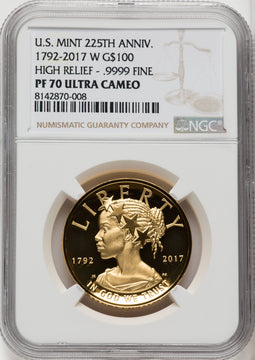 2017-W $100 American Liberty High Relief Brown Label NGC PF70